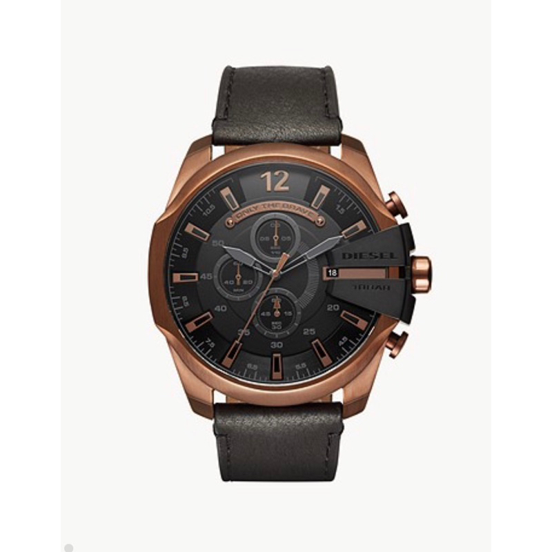 นาฬิกา-diesel-mens-mega-chief-chronograph-copper-tone-and-black-leather-watch-dz4459