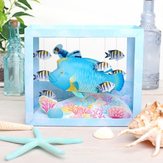โมเดลกระดาษ 3D : ตู้ปลา Napoleon fish กระดาษโฟโต้เนื้อด้าน  กันละอองน้ำ ขนาด A4 220g.
