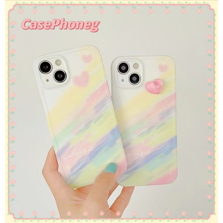 🍑CasePhoneg🍑ป้องกันการหล่น ขอบเต็ม iPhone 11 14 pro max ความคิดสร้างสรรค์ รุ้ง ไล่ระดับ รูปหัวใจ case for iPhone 12 13