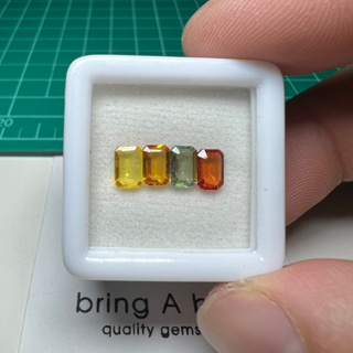 พลอยแฟนซีแซฟไฟร์ (sapphire) เผ่าbe 2.25 ct ขนาด 6.0 x 4.0 มม. จำนวน 4เม็ด