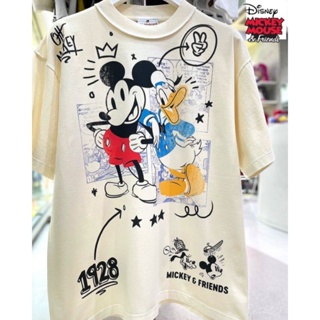 เสื้อDisney ลาย Mickey mouse สีขาว เฟด วินเทจ ( MPX-006 )