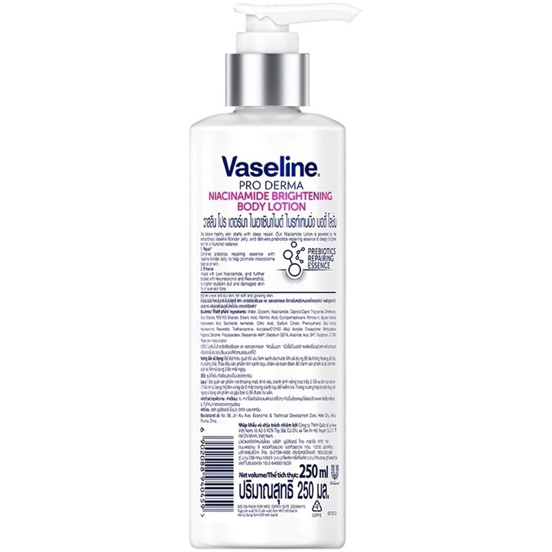 แท้-พร้อมส่ง-vaseline-pro-derma-niacinamide-brightening-body-โลชั่นวาสลีน