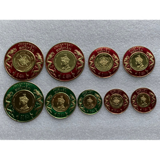 แสตมป์กลมรูปเหรียญของประเทศภูฏาน ปี 1972 ยกชุด9ดวง