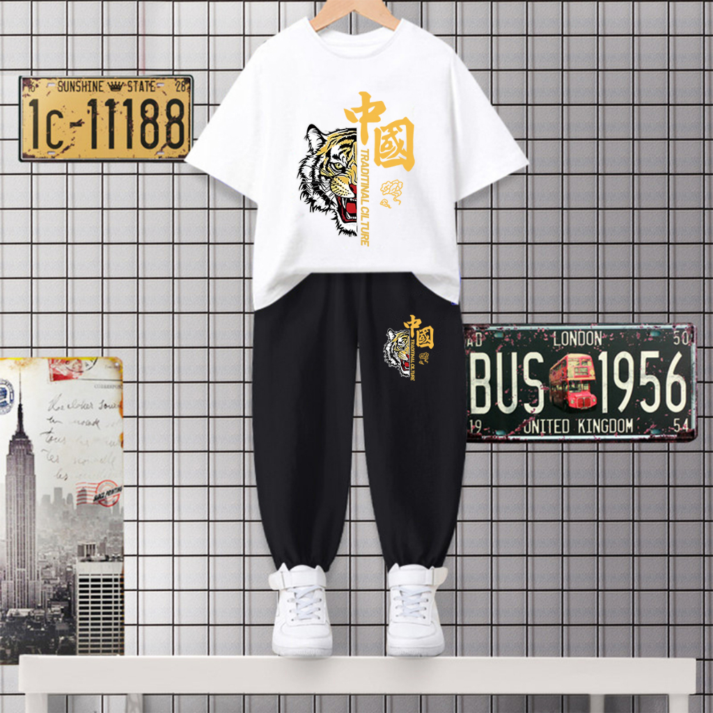 h446-k446b-ชุดเซ็ทเด็กเสื้อแจ็คเก็ตแขนสั้น-กางเกงขายาว-ผ้านุ่มใส่สบายฯออกกำลังกาย-ใส่เที่ยวได้สวย-ใส่ได้ทั้งชายและหญิง