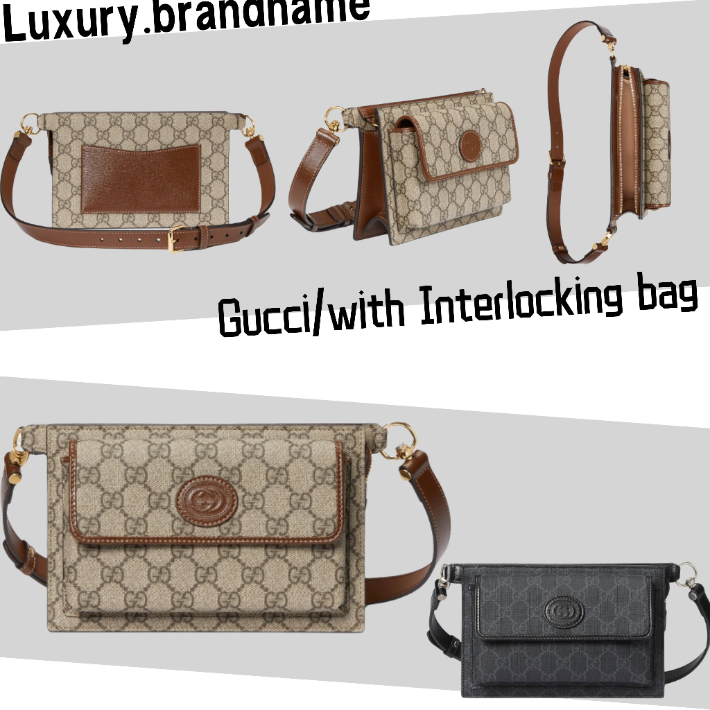 กุชชี่-gg-belt-bag-with-interlocking-double-g-logo-สไตล์ผู้ชาย-สไตล์ใหม่-กระเป๋าสะพายข้าง-กระเป๋าสะพายข้าง