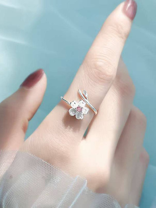แหวน แหวนแฟชั่น ❤ Sakura Cherry Blossom 925 Sterling Silver สเตอริ่ง ปรับขนาดได้ ซากุระ มินิมอล ring minimal