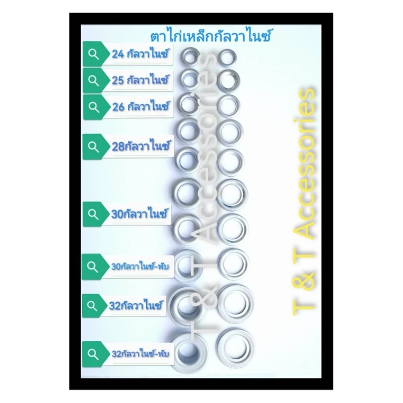 #25/28/30/32 ตาไก่เหล็กเคลือบ ตัวบาง(กันสนิม) Galvanized Eyelet ...