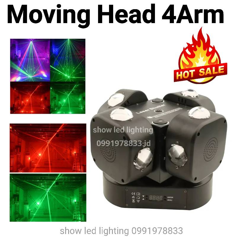 moving-head-spide-led-4-arm-16led-2laser-2strobe-ไฟมูฟวิ่งเฮด-มูฟวิ่งเฮด-มูฟวิ่ง-สไปเดอร์-ไฟเธค-ไฟผับ-ไฟเลเซอร์-ไฟแฟ