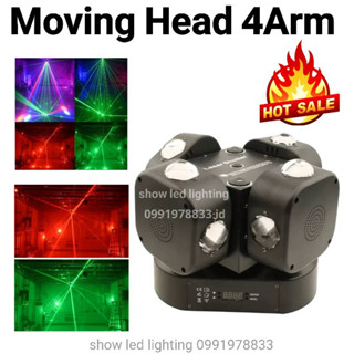 Moving Head Spide LED 4 Arm 16LED 2Laser 2strobe ไฟมูฟวิ่งเฮด  มูฟวิ่งเฮด มูฟวิ่ง สไปเดอร์ ไฟเธค ไฟผับ ไฟเลเซอร์ ไฟแฟ