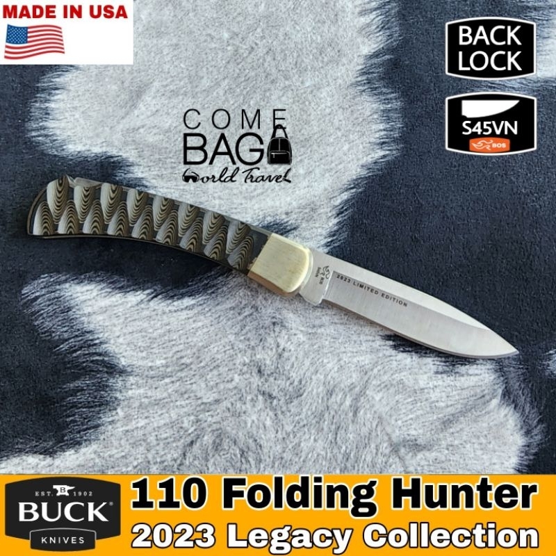 มีดbuck110-folding-hunter-black-brown-richlite-2023-legacy-collection-รุ่นlimited-ใบมีด-s45vn-ของแท้-ผลิตอเมริกา