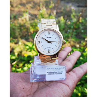 Timex Mens AA3C78900 Acqua 39mm Cream Dial Brass Watch นาฬิกาเป็นนาฬิกา ( มือ 1​ )