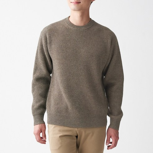 เสื้อไหมพรมผุ้ชาย-เสื้อไหมพรมคอกลม-muji-yak-blend-wool-knitting-crew-neck-sweater-13984987394