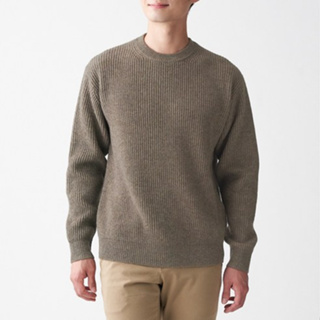 เสื้อไหมพรมผุ้ชาย เสื้อไหมพรมคอกลม MUJI : Yak Blend Wool Knitting Crew Neck Sweater #13984987394