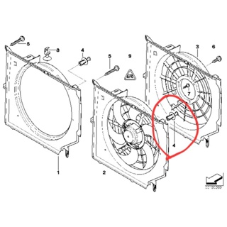 หมุดยึดโครงพัดลมหม้อน้ำ BMW E46