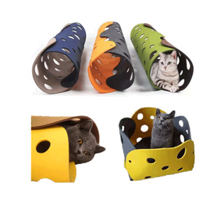 Splicing Cat Toy Felt Pom Nest Deformable Kitten Tunnel Collapsible Tube House Tunnel Interactive Pet Pusscat Security Sense