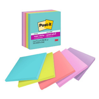 กระดาษโน๊ตกาว Post-it 3M โพสต์อิท ขนาด 3x3นิ้ว รุ่นใหม่ ซุปเปอร์สติ๊กโน้ต บรรจุ 5สี/แพ็ค 450แผ่น จำนวน 1แพ็ค พร้อมส่ง