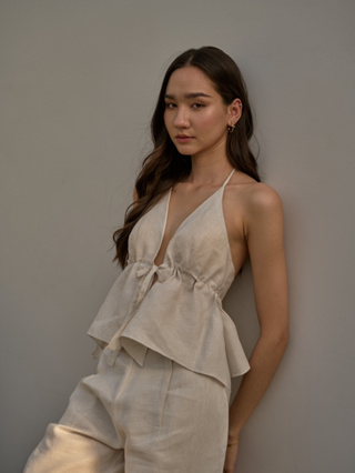 FABLAB DUNNE Talia Top (natural) เสื้อสายเดี่ยวผ้าลินิน