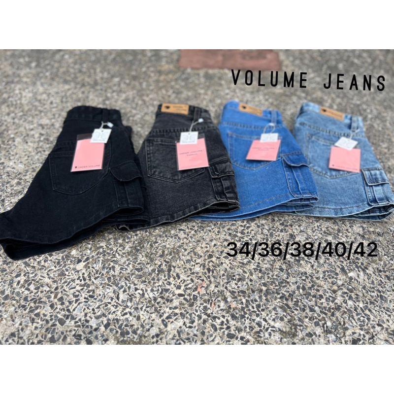 s-42-volume-jeans-กางเกงยีนส์คาร์โก้ขาสั้นไซส์ใหญ่