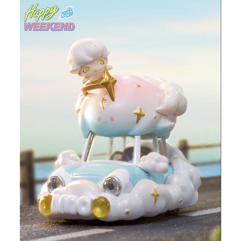 พร้อมส่ง-แยกขาย-dimoo-popmart-happy-weekend-pop-car-รถน้องสีขาว-ปุยเมฆ-art-toy-ล้อหมุนได้