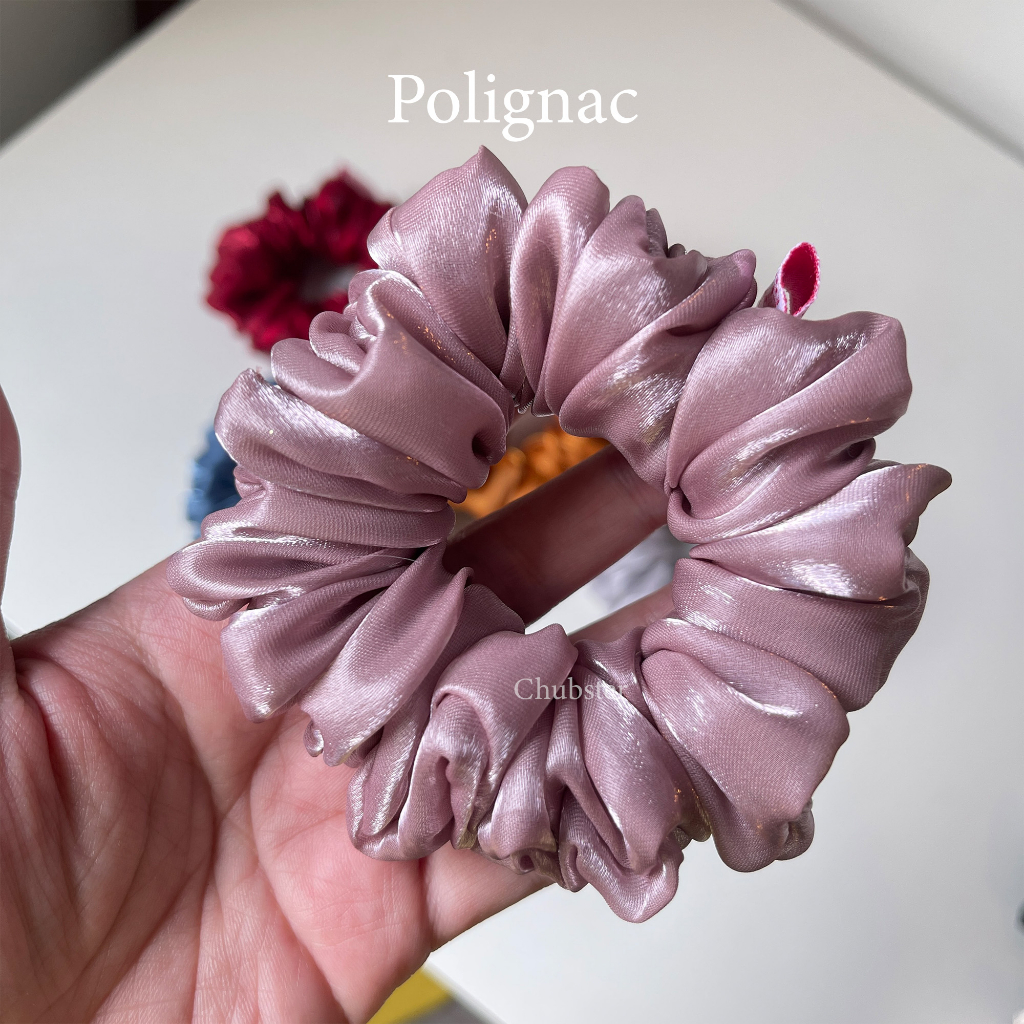 polignac-ยางรัดผมผ้าซาติน-เงา-satin-scrunchies-ยางมัดผม-ยางรัดผมโดนัท