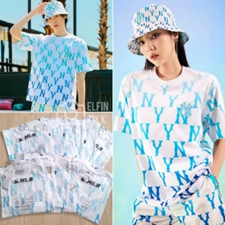 แท้ 💯 MLB Monotive/ Illusion/ Mega T-shirts Tee เสื้อยืดคอกลม Oversize สีขาว สีดำ สีฟ้า สีน้ำตาล สีเบจ