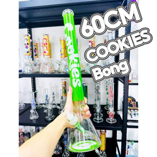 บ้องแก้วใหญ่ 60CM บ้องแก้ว บ้อง cookies bong แกะสลักลายใบไม้บินอย่างดี หลอดแก้ววิทยาศาสตร์ โจ๋แก้วข้อต่อ14MM