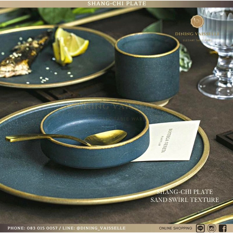 ชุดจาน-shang-chi-plate-สีเขียวantique-ขอบทองหรูหรา-สไตล์ญี่ปุ่น-janpanese-plate-อุปกรณ์บนโต๊ะอาหาร
