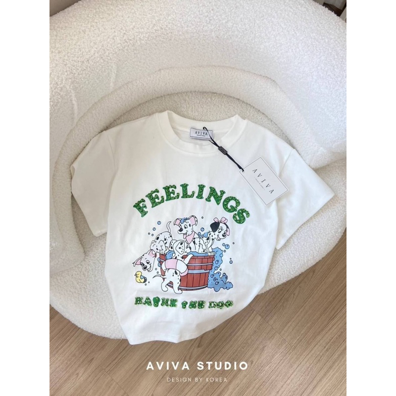 aviva-studio-เสื้อยืดคอลายดัลเมเชียน-เว้าหลัง