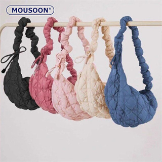 MOUSOON  soft bag หญิงลําลองน้ําหนักเบา กระเป๋าโฮโบ ทรงก้อนเมฆ แนวเกาหลี ที่ห้อย แถมฟรี