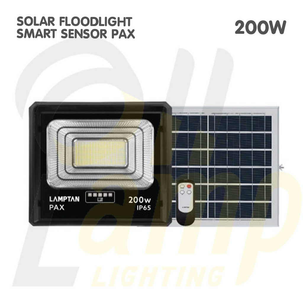 lamptan-โคมไฟ-โซล่าเซลล์-สปอตไลท์-รุ่น-pax-200w-solar-floodlight-smart-sensor-แสงขาว-แลมตันของแท้-ip65-ใช้ภายนอกได้