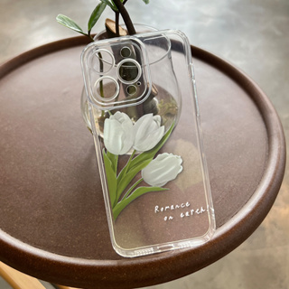 ❤️พร้อมส่งในประเทศไทย❤️ดอกทิวลิปสีขาว ดอกไม้ เคสโทรศัพท์มือถือ Case สําหรับ For iPhone 14PM 13PM 14 Plus 13Pro 12 XS Max