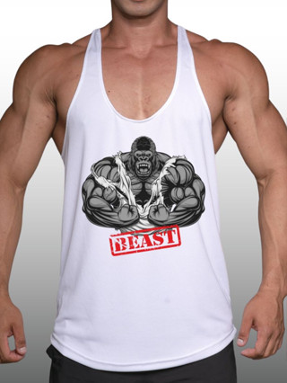 BEAST GORILLA เสื้อกล้ามเพาะกายทรงคลาสสิค  Bodybuilding Dry Fit Gym Tank Top