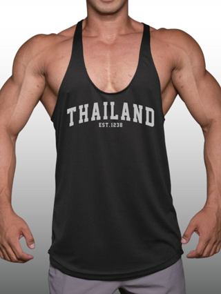 THAILAND เสื้อกล้ามเพาะกายทรงคลาสสิค Bodybuilding Dry Fit Gym Tank Top
