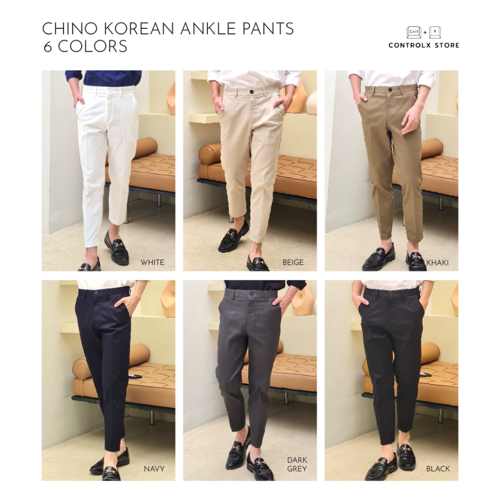 ctrlx-new-in-กางเกงขาเต่อชิโน่-ผู้ชาย-slim-fit-กางเกง-5-ส่วนกระบอกเล็ก-korean-ankle-pants-ขาเต่อสไตล์เกาหลี