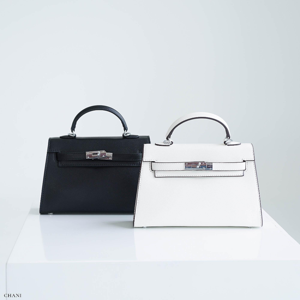 chani-kl22-1-l-pu-leather-bag-with-strap-silver-hardware-กระเป๋าถือ