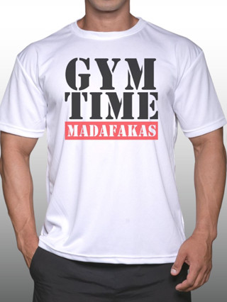 GYM TIME MADAFAKAS เสื้อยืดแขนสั้นผู้ชาย Men’s Gym Workout Bodybuilding Muscle T-Shirt