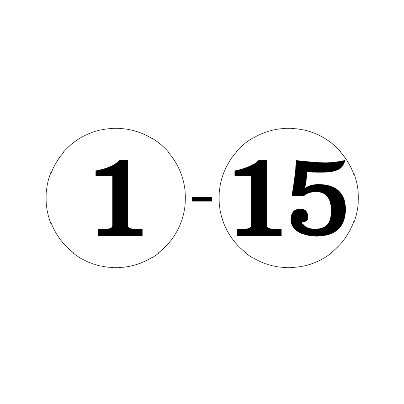 sticker-สติกเกอร์-สติ้กเกอร์กันน้้ำ-ติดประตู-ผนัง-กำแพง-ป้ายตัวเลข-1-15-พื้นขาวเลขดำ-1-a4-ได้รับ-15-ดวง-รหัส-h-010