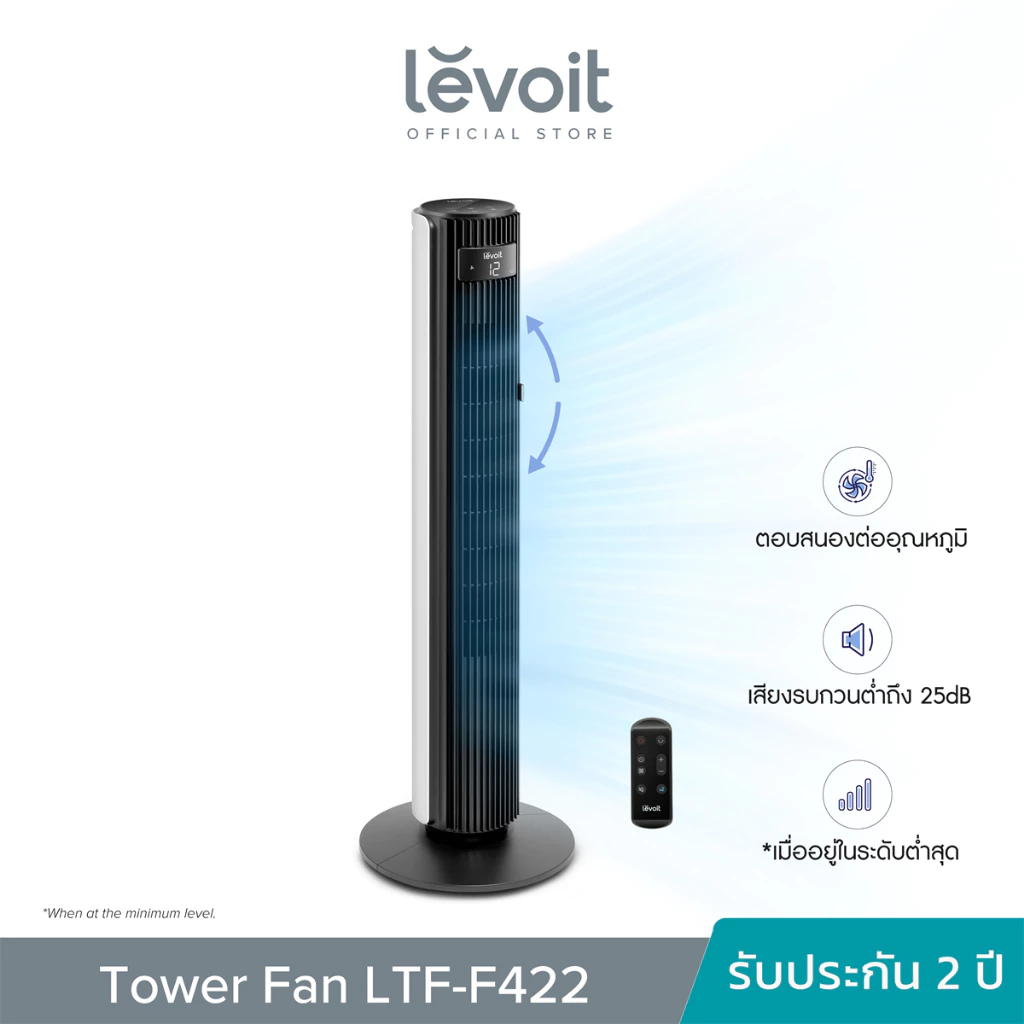 Levoit Smart Tower Fan LTF-F422 พัดลมทาวเวอร์อัจฉริยะ มอเตอร์ DC ปรับความเร็ว 12 ระดับ พร้อมเซ็นเซอร์อุณหภูมิ