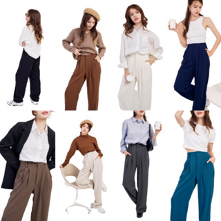 Marshmallow Pants Vol.2 สีใหม่ กางเกงขายาว ลดเหลือ 565 บ. กรอกโค้ด JNTAMZ เอวสูง ทรงกระบอก ผ้าลื่นเย็นสบาย