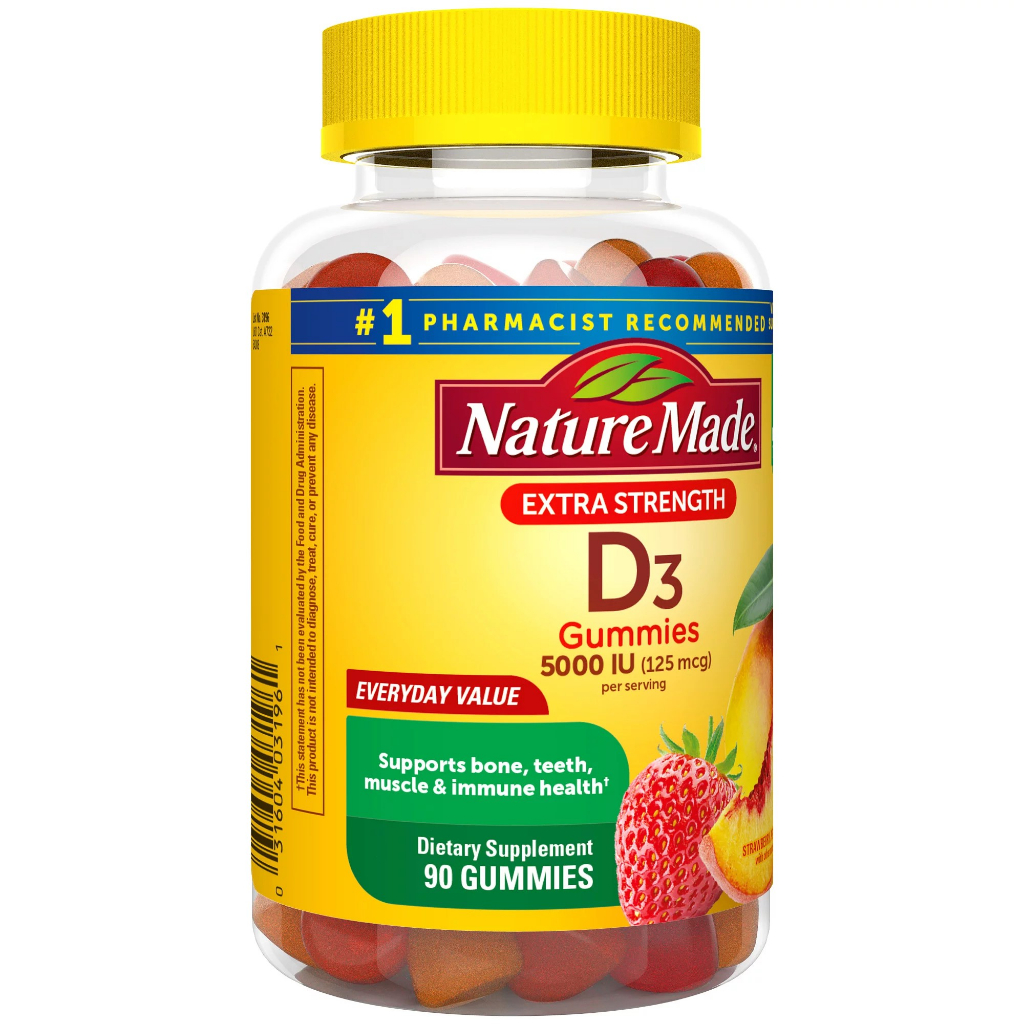วิตามินดี3 ชนิดกัมมี่ Nature Made Extra Strength Vitamin D3 5000 IU