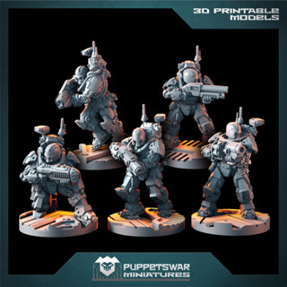 Prime Recon Gunners - High quality and detailed 3d print miniature board game model war game -  Puppetswar Miniatures