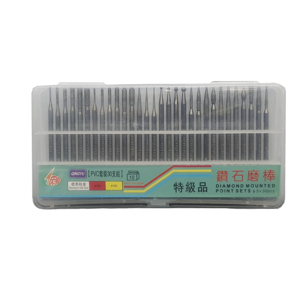 หัวเจียรเพชร (Diamond Mounted Points Sets) ขนาดก้าน 3 มิล ชุด 30 ชิ้น ...