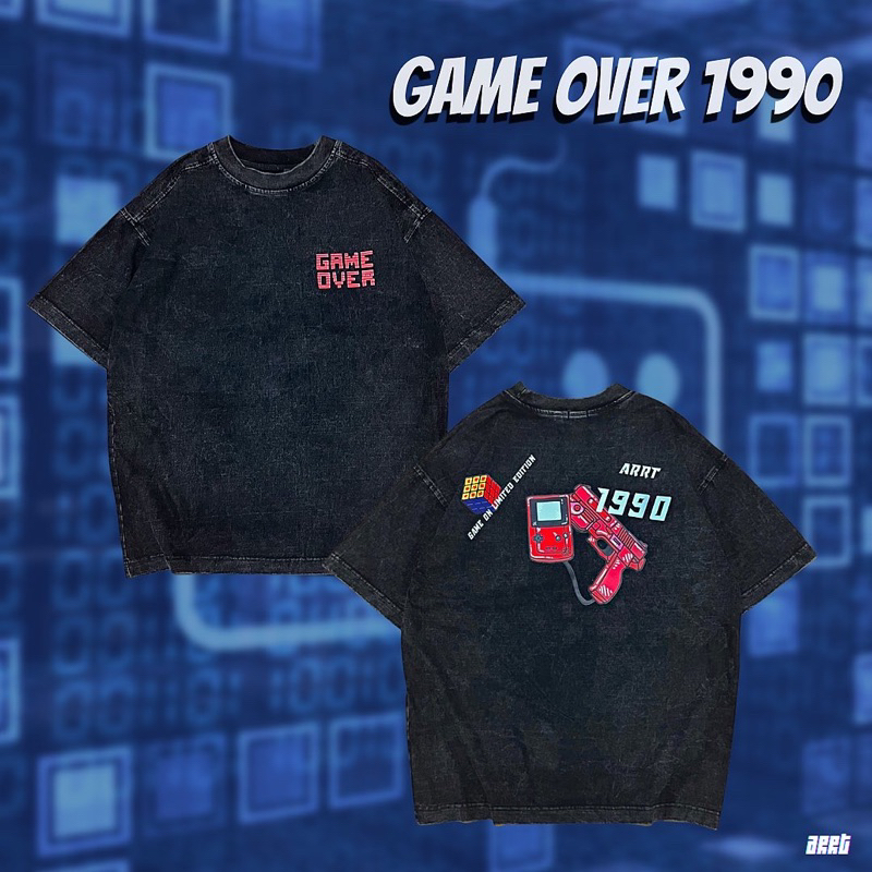 arrt-เสื้อยืด-oversize-ผ้าฟอกลาย-game-over-1990