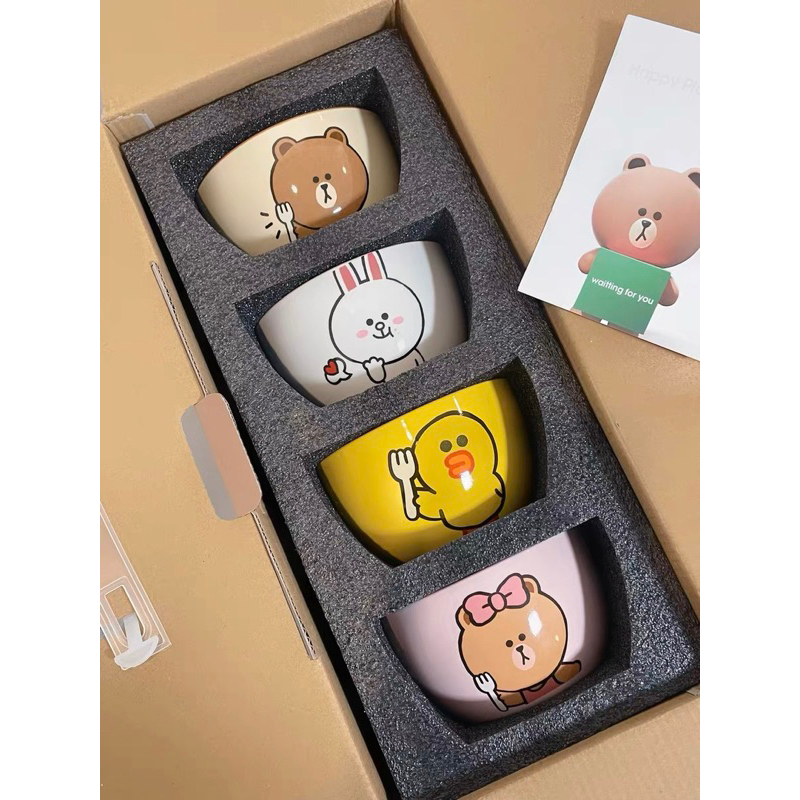 line-friends-gift-set-bowl-เซทถ้วยไลน์เฟรนด์-เซท-4-ลายพร้อมแพ็คเกทของขวัญ