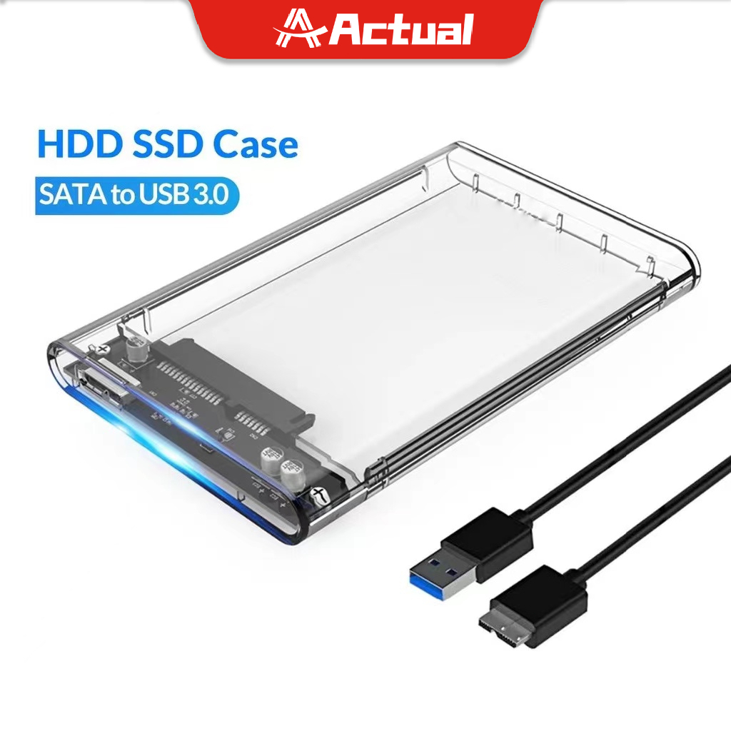 ภาพหน้าปกสินค้าActual  HDD Case SSD Enclosure 2.5inch ฮาร์ดไดรฟ์ USB 3.0 แบบใส รองรับโปรโตคอล UASP สําหรับ 7-9.5 มม. ขนาด 2.5 นิ้ว