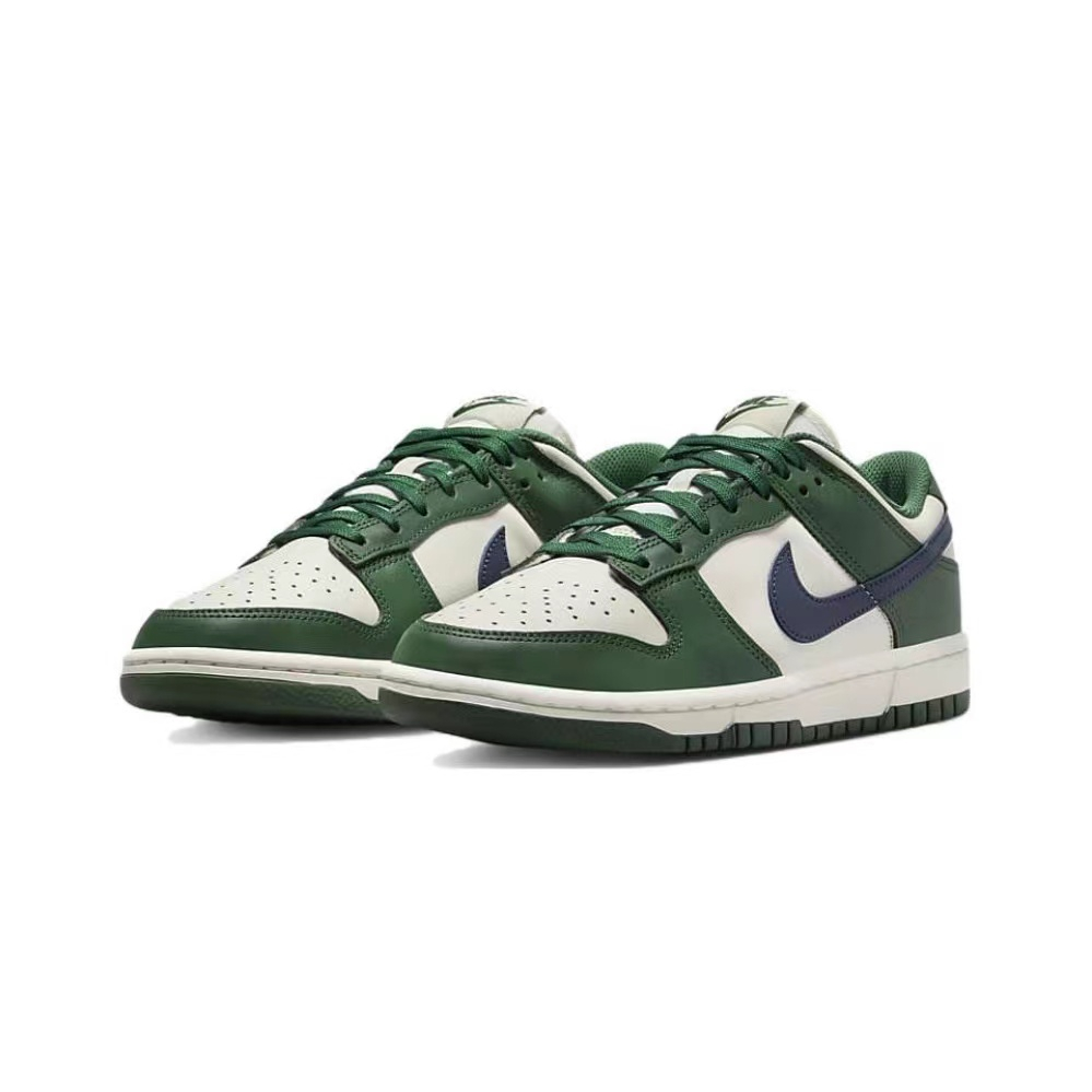 nike-dunk-low-gorge-green-รองเท้าผ้าใบทรงเตี้ยกันลื่นดูดซับแรงกระแทกสวมใส่สีขาวและสีเขียว