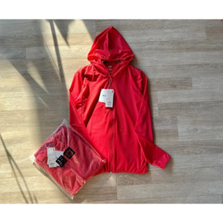 ☀Uniqlo Jacket hood กัน uv AIRism☀ ►สีแดงอมส้ม◄