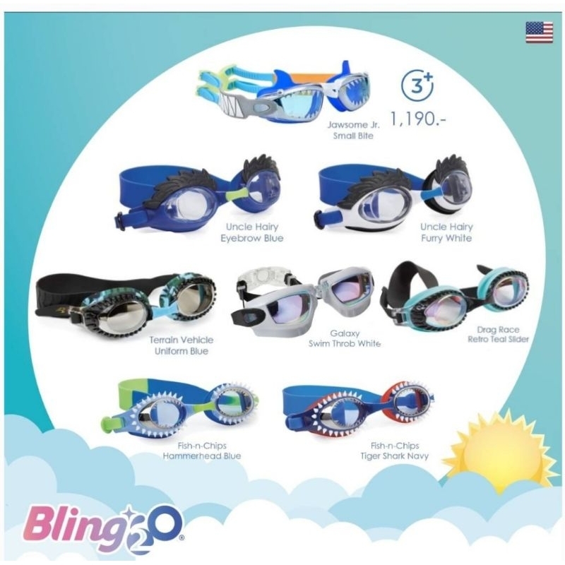 bling2o-boy-3y-แว่นตาว่ายน้ำเด็ก-แว่นตาว่ายน้ำสีสดใส-ยอดฮิตจากอเมริกา-ป้องกันฝ้าและ-uv-สำหรับเด็กอายุ-3-ปีขึ้นไป