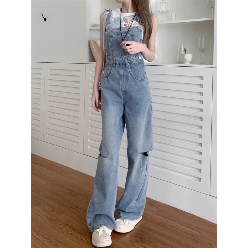 manyjeans-overalls-เอี๊ยมกางเกงยีนส์ขายาวเอวสูง-สินค้าพร้อมส่งจากไทย