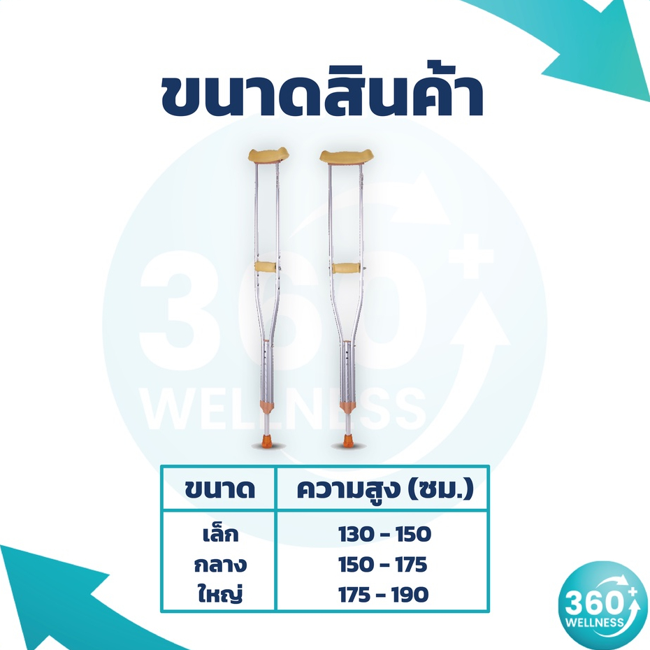 360wellness-ศูนย์รวมอุปกรณ์-เพื่อสุขภาพ-ไม้เท้าค้ำยัน-ไม้ค้ำยัน-ไม้เท้าค้ำยันรักแร้-ไม้เท้า-ที่ช่วยเดิน-1คู่